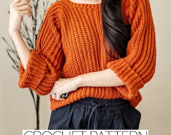 Crochet Pattern #029 | Everyday Ribbed Crew Neck Sweater | PDF Download