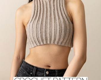 Crochet Pattern | Modern Crop Top | Sleeveless Ribbed Cropped Vest | PDF Download