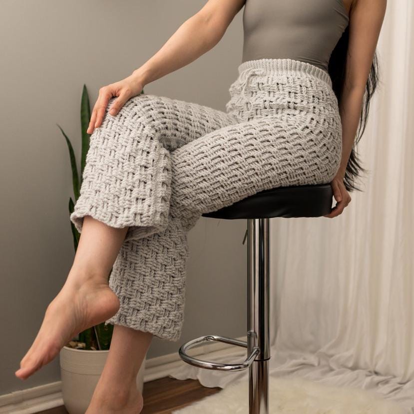 Crochet Pattern | Wide Leg Basketweave Trouser Pants W Crochet Pattern | Wide Leg Basketweave Trouser Pants W