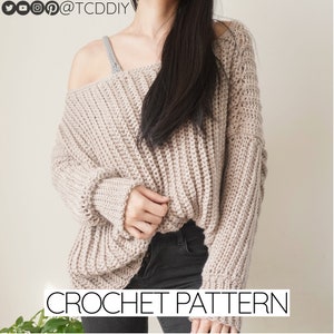 Crochet Pattern | Easy Crochet Sweater Pattern | Off the Shoulder Jumper Pattern | PDF Download