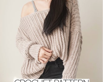 Crochet Pattern | Easy Oversized Off the Shoulder Jumper Sweater | PDF Download