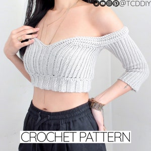 Crochet Pattern | Modern Crochet Crop Top | Crochet Fold Top | Crochet Peasant Top | PDF Download