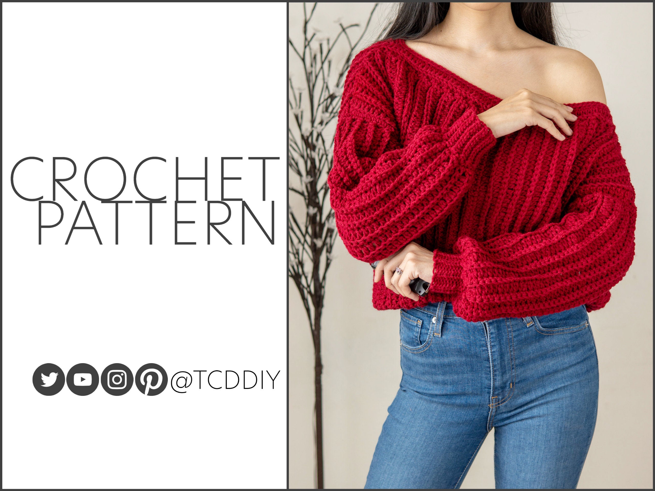 crochet off shoulder sweater