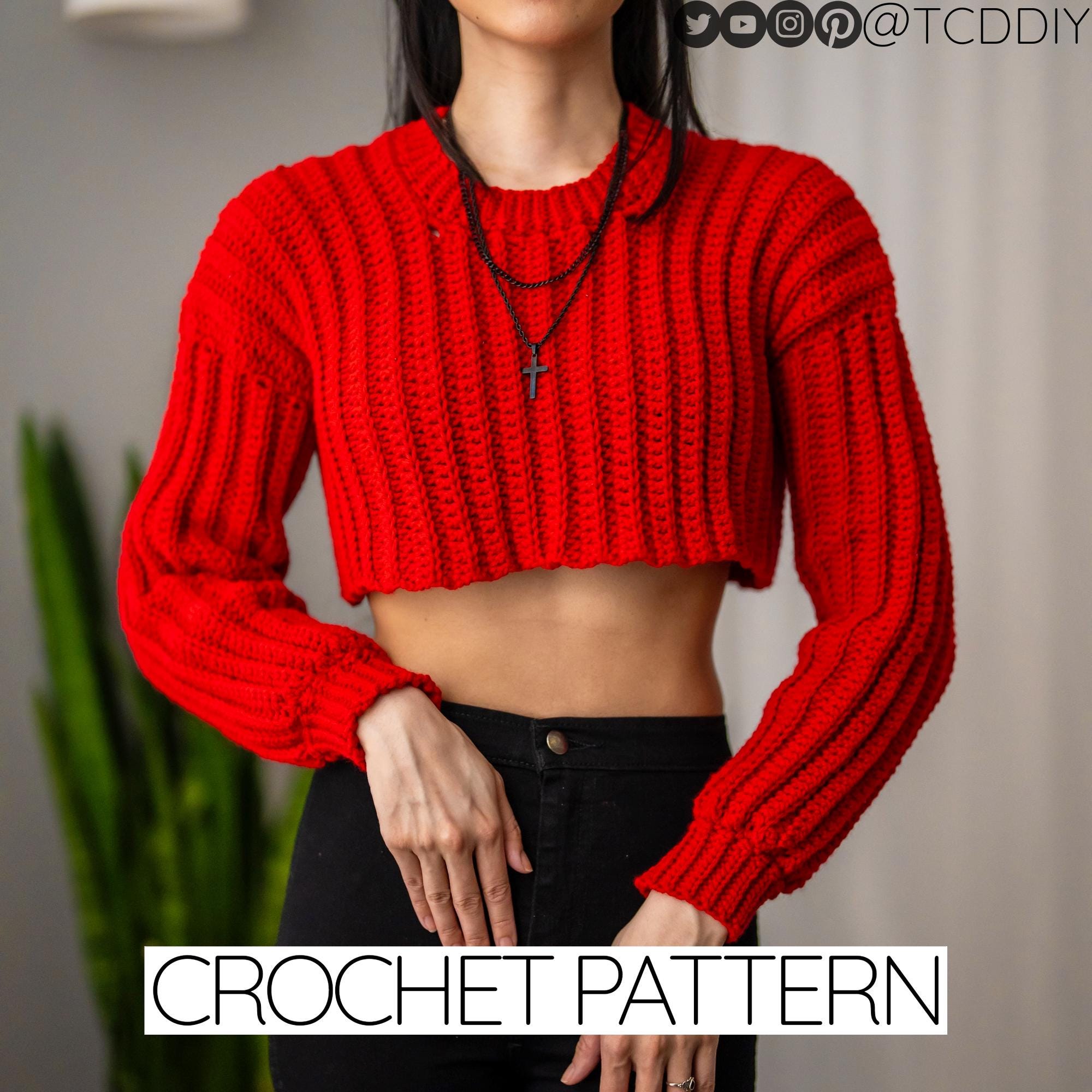 34 Crochet Jumpers with Cowl Necks, Raglans, and Crop Tops 2 Crochet Crop Top Sweater Pattern: Easy Beginner Ribbed