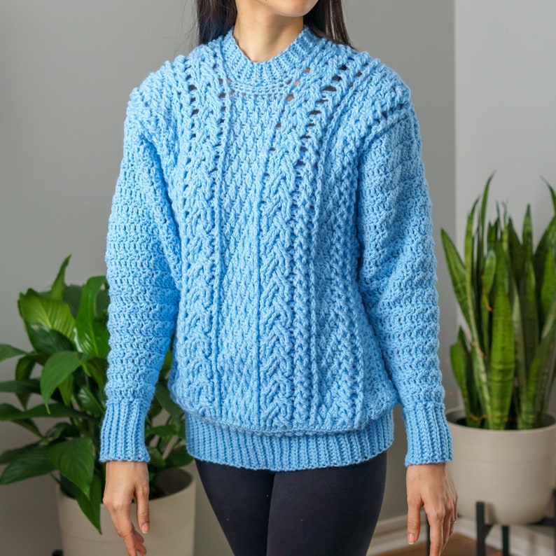 Crochet Pattern Cable Stitch Batwing Sweater Pattern PDF Download image 8