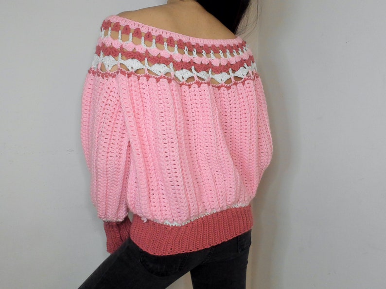 Vintage inspired crochet sweater handmade