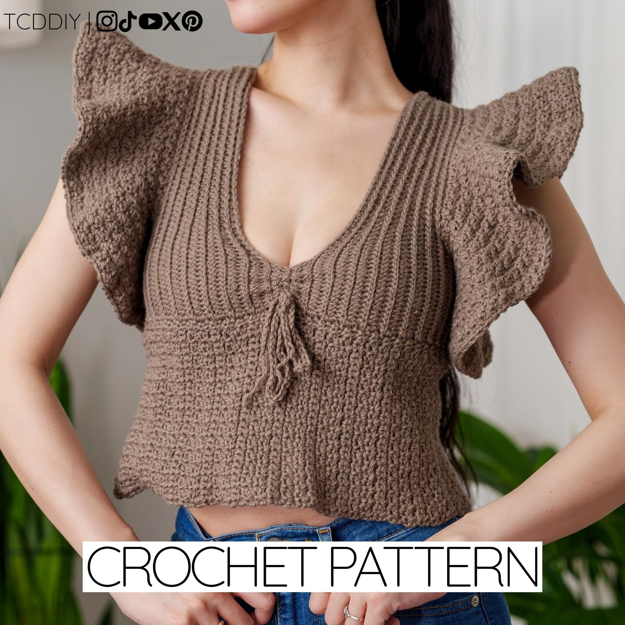 トップス Crochet frill knit tops andmary ANDMARY】Crochet frill knit tops