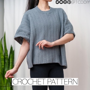 Crochet Pattern | Oversized Crewneck Short Sleeve T-Shirt Top | Unisex | PDF Download