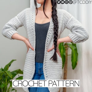 Crochet Pattern | Spring Cardigan Sweater Jacket W. 3/4 Sleeve and Tri-textured Detail | PDF Download