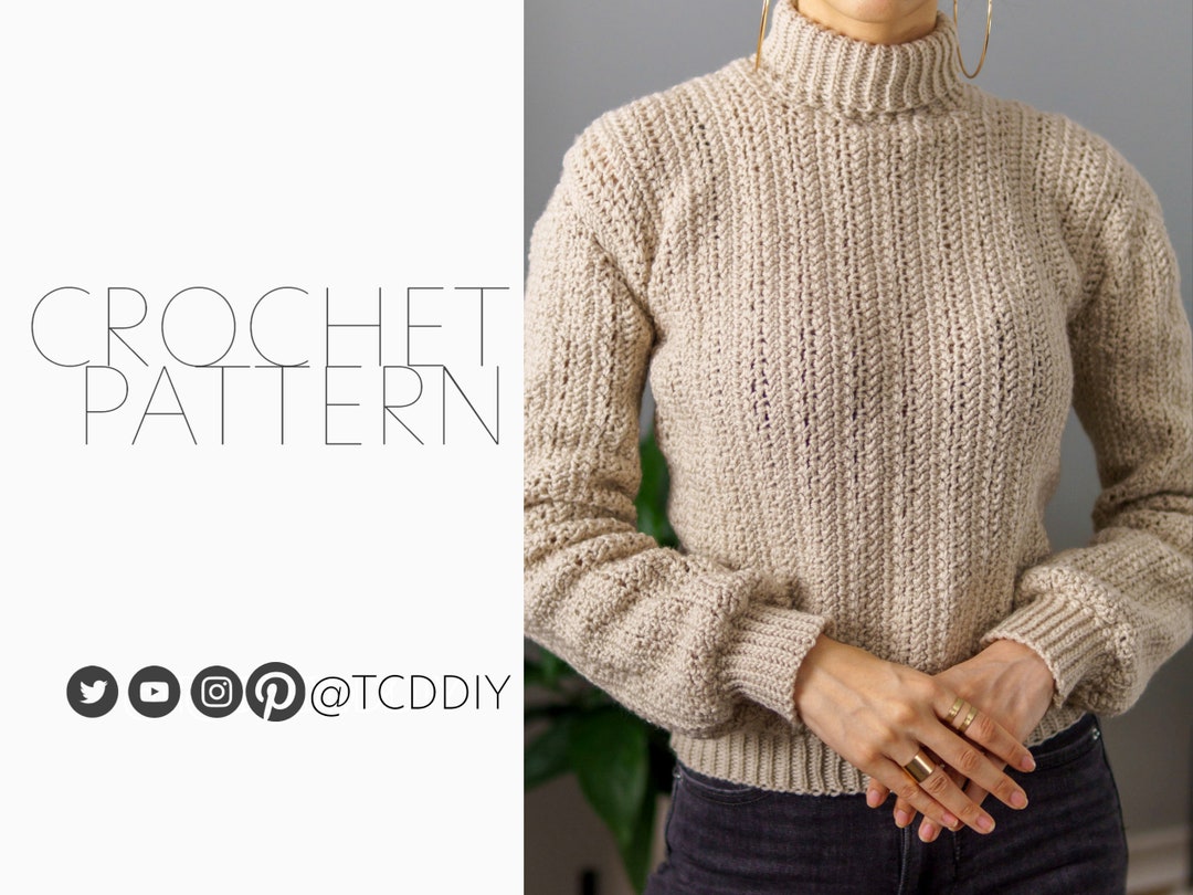 Crochet Pattern Turtleneck Sweater Pattern PDF Download Etsy