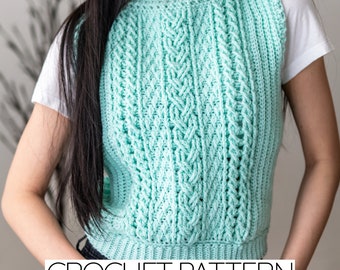 Crochet Pattern | Crochet Cable Stitch Sweater Vest | PDF Download