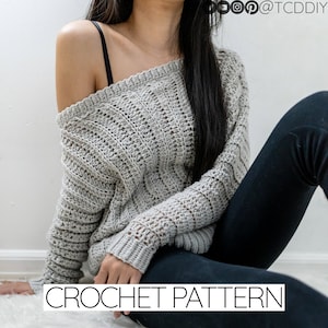 Modèle de crochet | Modèle de pull surdimensionné à épaules dénudées au crochet | Téléchargement PDF