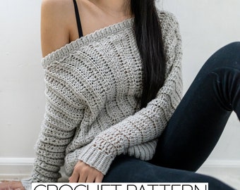 Crochet Pattern | Crochet Oversized Off the Shoulder Sweater Pattern | PDF Download