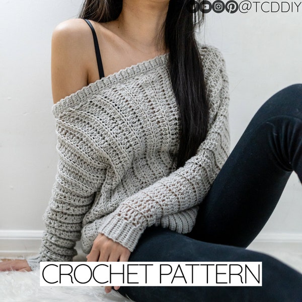Crochet Pattern | Crochet Oversized Off the Shoulder Sweater Pattern | PDF Download