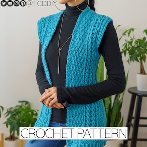 Crochet Pattern | Crochet Cable Cardigan Vest Pattern | PDF Download