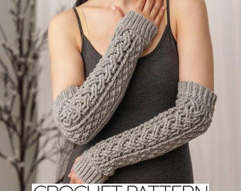 Crochet Pattern | Crochet Arm Warmers Pattern | Crochet Cable Stitch Arm Warmer Pattern | PDF Download