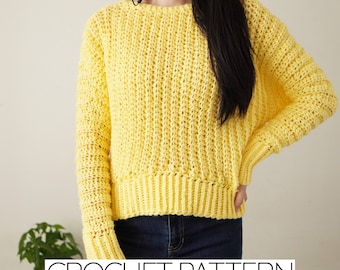 Crochet Pattern | Easy Oversized Batwing Sweater | Ribbed Jumper | PDF Download