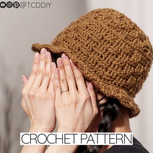 Crochet Pattern | Basketweave Bucket Hat | Brim Beanie | PDF Download