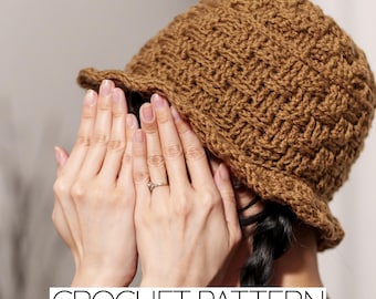 Crochet Pattern | Basketweave Bucket Hat | Brim Beanie | PDF Download