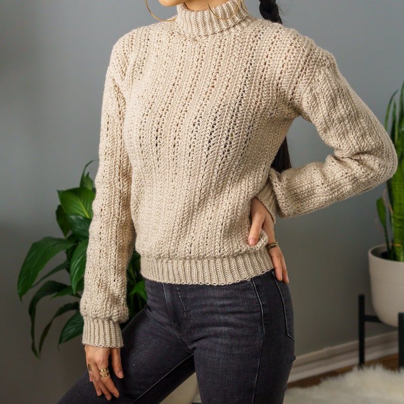 Crochet Pattern Turtleneck Sweater Pattern PDF Download image 7