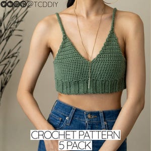 Crochet Pattern Bundle | Summer Top Pattern Bundle | Bralette | Peplum Halter Top | Easy Tank Top | Wrap Top | Modern Top | PDF Download
