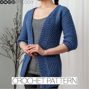 Crochet Pattern | Crochet Alpine Cardigan w. Pockets Pattern | Short Sleeve Cardigan Pattern | PDF Download