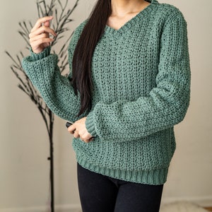 Crochet Pattern Comfy V Neck Sweater Pattern PDF Download (Download Now ...