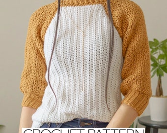 Crochet Baseball T-Shirt Pattern: 3/4 Sleeve Top (PDF Download)