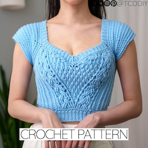 Häkelanleitung: Herzmuster mit Zopfmuster, kurze Ärmel, gehäkelt (PDF Download)