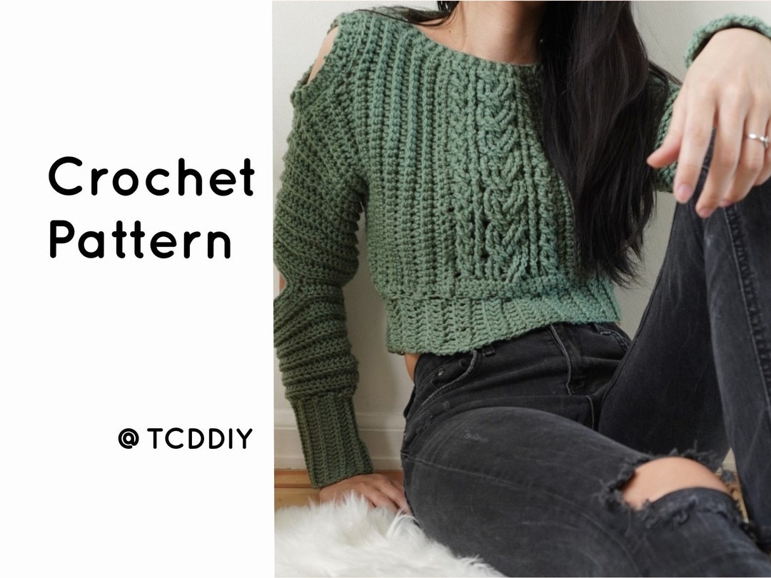 Crochet Pattern Cable Stitch Sweater Pattern Cold Shoulder - Etsy