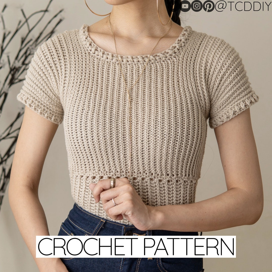 Crochet Pattern | Modern Ribbed Short Sleeve T-shirt Top