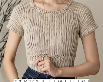 Patrón de crochet / Patrón de camiseta de crochet / Patrón de camiseta de manga corta moderna / Descargar PDF