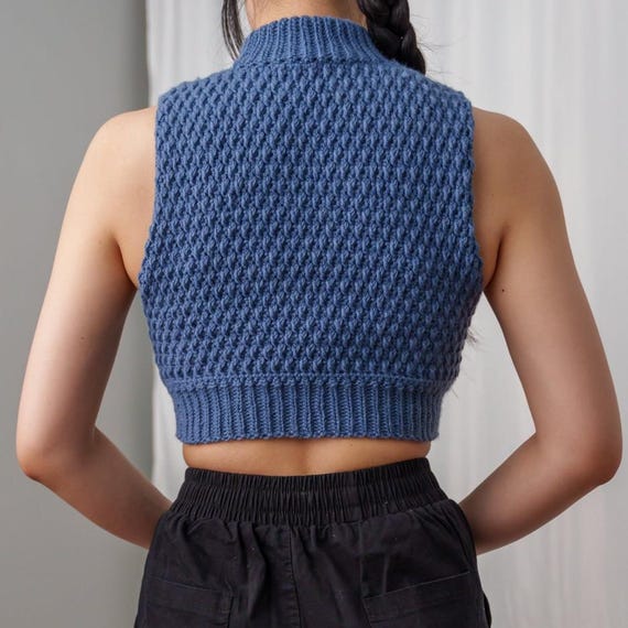 Crochet Crop Top Pattern: Sleeveless Turtleneck Vest, Alpine