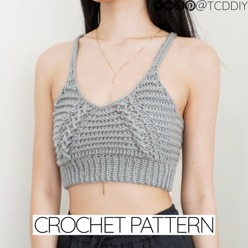 Crochet Pattern Crochet Cable Stitch Bralette Pattern PDF Download image 1