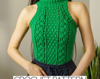 Crochet Pattern | Cable Stitch Turtleneck Vest Pattern | PDF Download