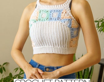 Crochet Pattern | Granny Square Cropped Tank Top | PDF Download