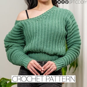 Crochet Pattern | Off the Shoulder Batwing Sweater | V-Neck Jumper | PDF Download