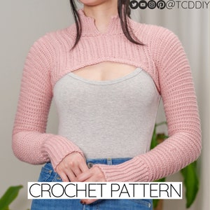 Crochet Shrug Pattern: Easy Mock Neck Arm Warmers with Thumbholes (PDF Download)