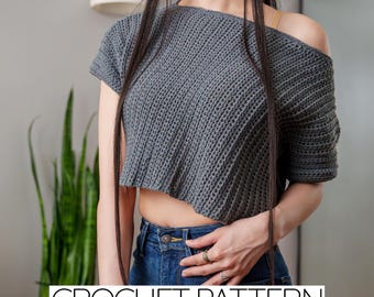 Crochet Pattern | Off Shoulder T-Shirt | Modern Short Sleeve Top | PDF Download