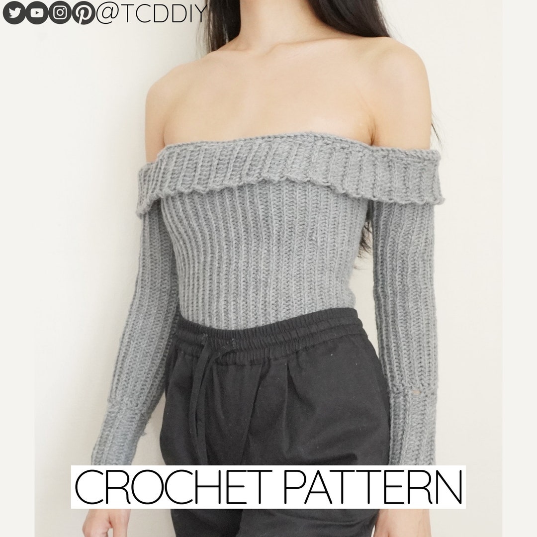 Crochet Off The Shoulder Long Sleeve Teddy