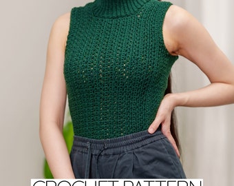 Crochet Pattern | Sleeveless Turtleneck Top Pattern | PDF Download