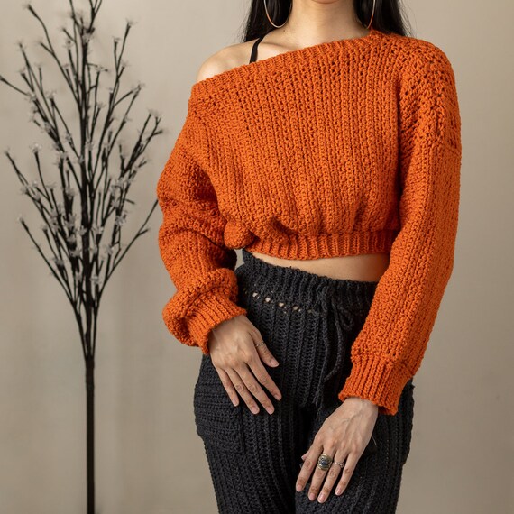 rust off the shoulder sweater