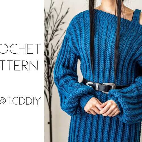 Crochet Sweater Dress Pattern Shoulderless and Cabled Etsy