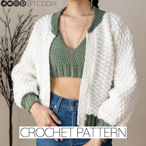 Crochet Pattern | Bomber Jacket W. Pockets & Alpine Stitch Details | PDF Download