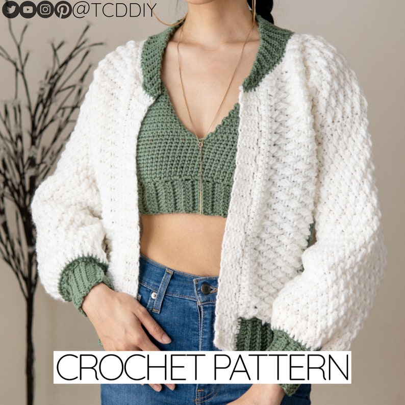 Crochet Pattern Bomber Jacket Pattern PDF Download image 1