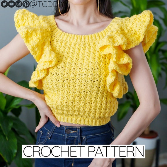 yellow ruffle sleeve top