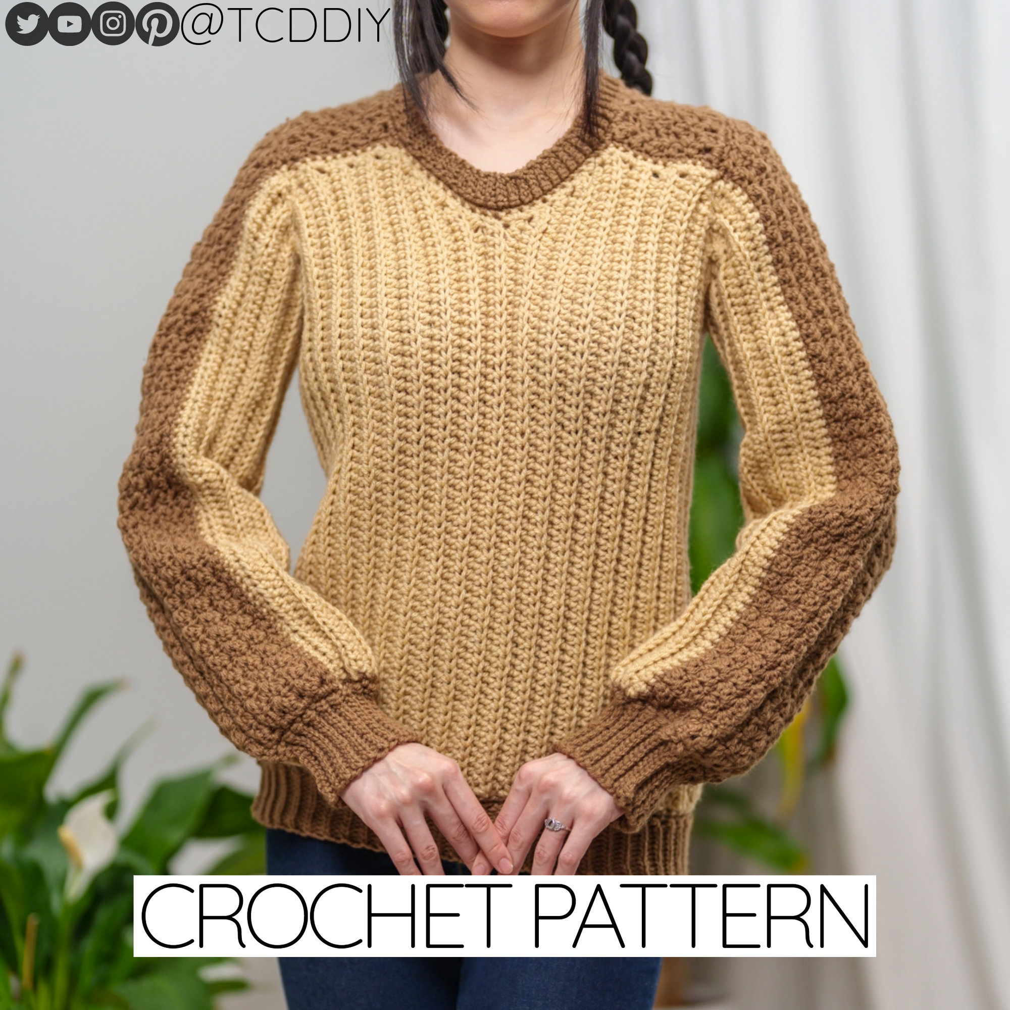 Crochet Pattern | V-neck Sweater W. Suzette Stitch Detail