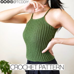 Crochet Pattern | Easy Cropped Racerback Tank Top W. Ribbing | PDF Download