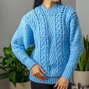 Crochet Pattern Cable Stitch Batwing Sweater Pattern PDF Download image 4