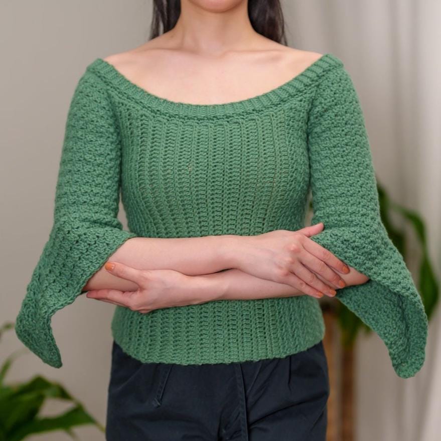 トップス clane BOAT NECK CROCHET KNIT TOPS BOAT NECK CROCHET KNIT TOPS（ニット/セーター）｜CLANE